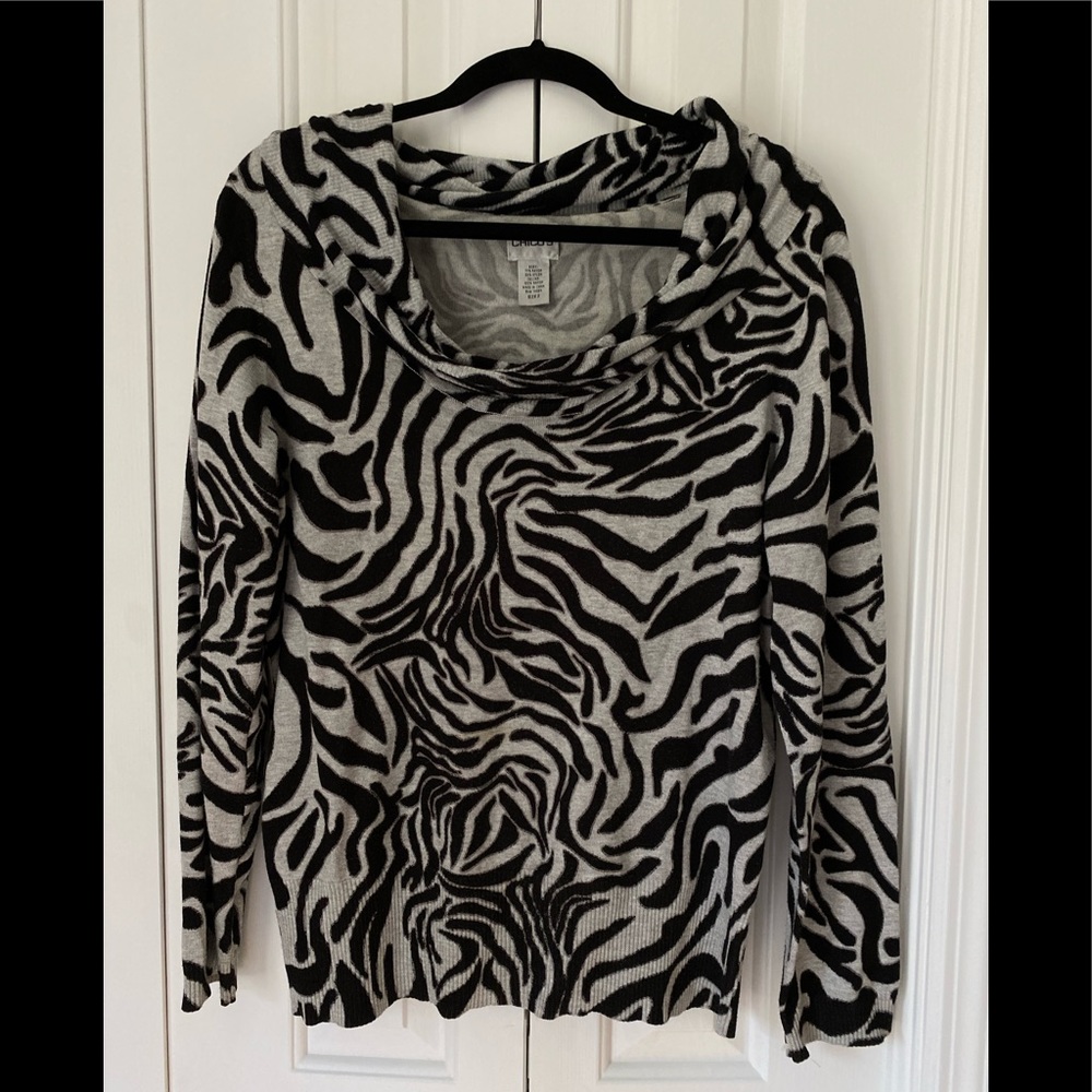 Chico’s Animal Print Sweater Size 2 Large